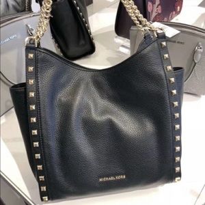 Michael Kors Newbury Gold Studded Black Chain Tote